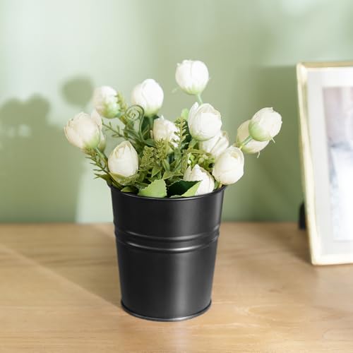 Dahey 3.8 Inches Small Metal Hanging Flower Pots 10 Pcs Railing Planter Box - color: Black, size: 4 inches