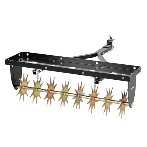 VEVOR Tow Behind Plug Aerator, 32 in Lawn Spike Aerator with Universal Hitch, Heavy Duty & Rust-Resistant, Pull Behind Spike Aerator Tool with Folded Edge Tray, for Farmland & Garden Tractors - style: Spike Aerator (32in)