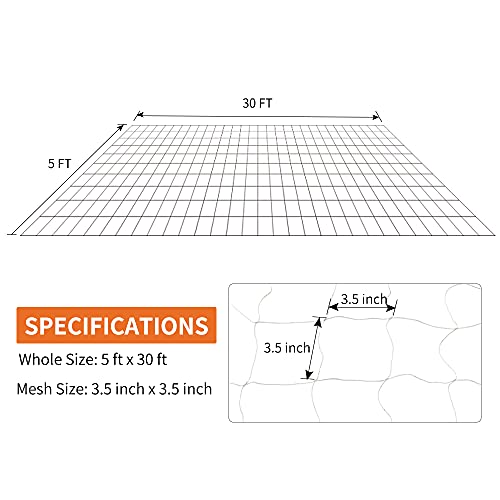 Tcamp Heavy-Duty Polyester Plant Trellis Netting,1 Pack - size: 3.5" Mesh (5 Ft X 30 Ft)