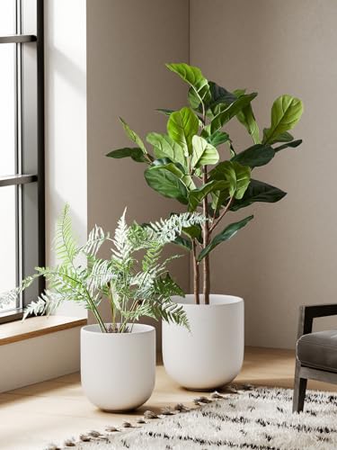 LE TAUCI 10 Inch Plant Pot, Ceramic Pots for Plants, White - color: White, size: 10"