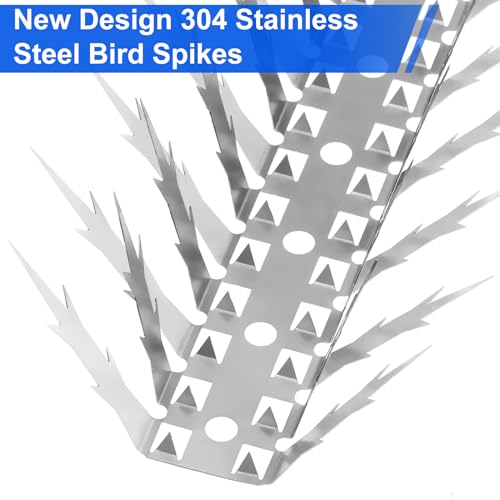 Bird Spikes, 10 FT Stainless Steel Bird Deterrent Spikes, Pigeon Spikes for Outside to Keep Birds Squirrel Raccoon Cat Away, for Garden Fence Roof Window Sill and Wall(10 Pack)