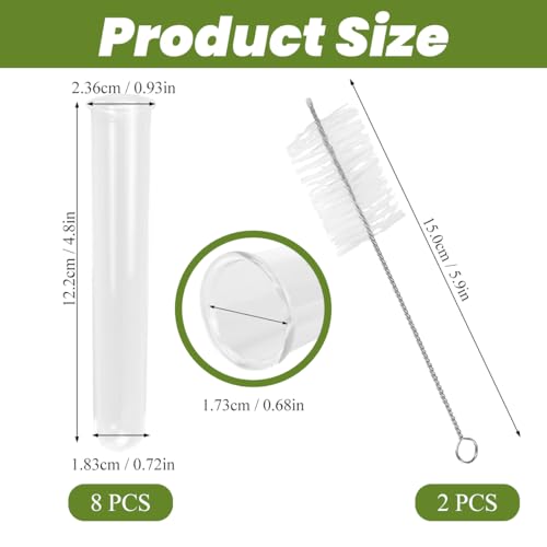 20Pcs Test Tubes for Plants Propagation Tubes with Brush, Propagation Station Tubes 20ml Plastic Test Tubes for Hydroponic Plants, Flowers, Home Office Wall Decor (12 cm) - size: Plastic
