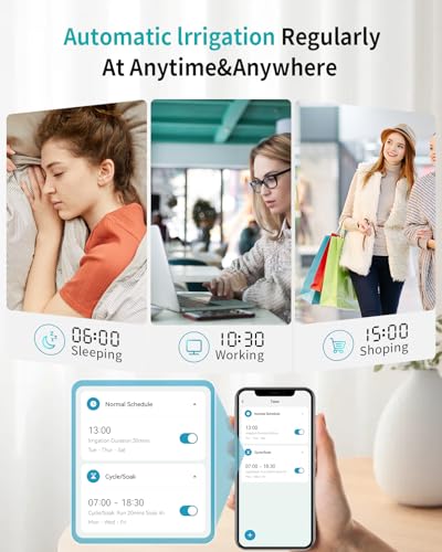 WiFi Water Timer Brass Inlet, 2.4GHz Smart Sprinkler Timers, 1 Zone Hose Timer with WiFi Hub, Voice/App Control with Alexa & Google Assistant, Auto/Manual Watering, Rain Delay, for Garden, Yard, Lawn - size: 1 Zone-WiFi-Brass