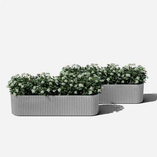 Veradek Demi Series Window Box Planter - Round Outdoor Planter - color: Gray, size: 36 inch - 2 Pack