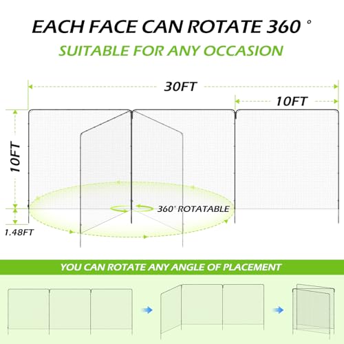 Ball Stop System - Soccer Backstop Net, Heavy Duty, High Impact, Practice Barrier - size: Upgrade Socketed - 1.75 inch Net, style: 30FT X 10FT