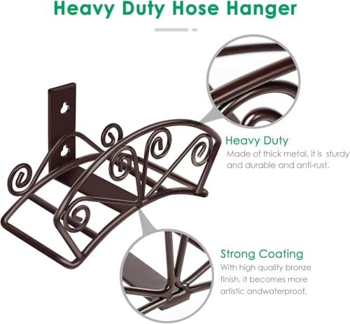 TomCare Garden Hose Holder, Heavy Duty 150 ft Capacity Hose Hanger - color: Bronze, size: M(13.2“ x 5.7” x 7")