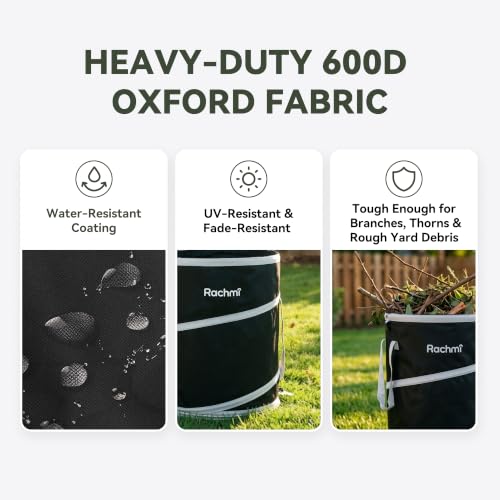 Rachmi Upgraded 40 Gallon Collapsible Trash Can 2-Pack Long Handle Black