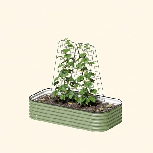 Vego Garden A-Frame Trellis Cucumber Cage for Garden & Pots, Rust-Resistant Tomato Stakes Heavy Gauge Plant Cage Trellis Support for Climbing Vegetables Plants 2 Pack - size: 63" Tall