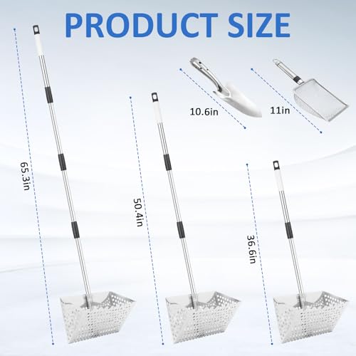 Sand Flea Rake, Shark Tooth Sifter ,65" Long Handle Stainless Sand Sifter