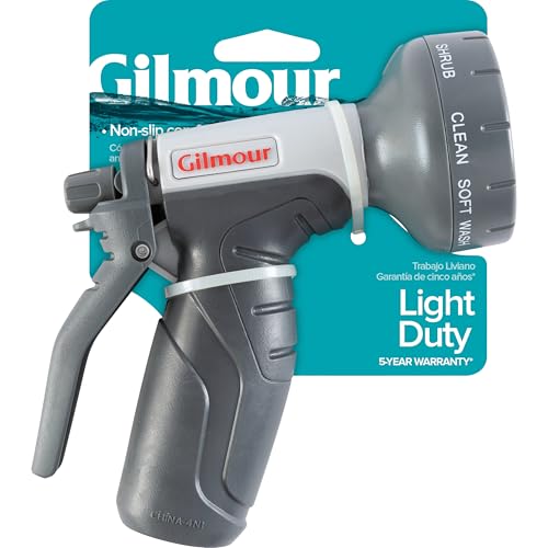 Gilmour Light Duty Garden Hose Nozzle with 8 Pre-Set Spray Patterns, Water Hose Nozzle for Watering Garden or Lawn