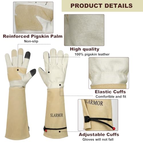 Gardening Gloves for Women Men, Long Thorn Proof Rose Pruning Glove - color: Apricot, size: X-Large (Pack of 1)