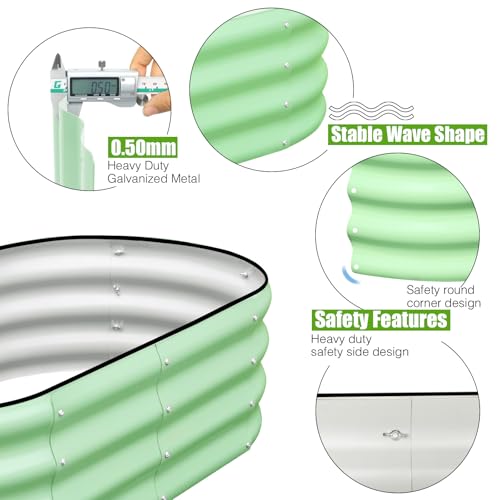 SnugNiture Galvanized Raised Garden Bed, 4x2x1ft Oval Metal Planter Box for Planting Outdoor Plants Vegetables - color: Green, size: 4x2x1 ft