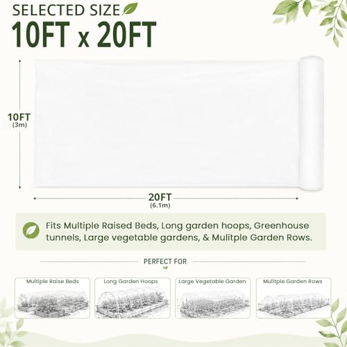 10Ft x 20Ft Garden Netting, Fine Mesh Insect Netting for Plant Protection - size: 10Ft x 20Ft