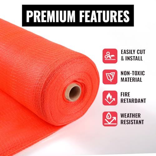 Heavy Duty Safety Debris Netting Rolls - Fire Retardant,1/16" Mesh roll, for Scaffold Enclosure, Visibility Barrier, for Construction & Agricultural Use. (Orange-4 ft X 100 ft) - color: Orange-1/16 Inch, size: 4 ft X 100 ft