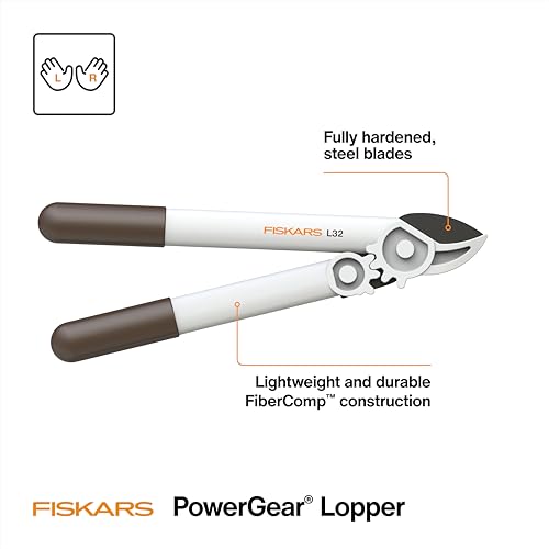 Fiskars 16" PowerGear Garden Anvil Loppers, 1.25" Cut Capacity, White - style: Lopper