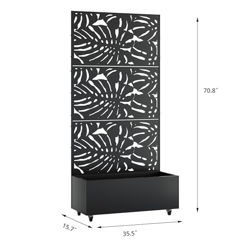 Metal Raised Garden Bed with Trellis and Wheels, 71"x35"x16" (Black-Summer) - color: Black-summer, size: 71"x35"x16"