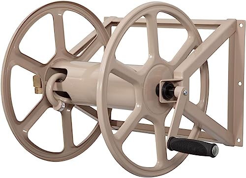 Liberty Garden 709 Steel Wall/Floor Mounted Hose Reel, Holds 200-Feet of 5/8-Inch Hose - Tan, 17.6 x 22 x 15 - color: Tan