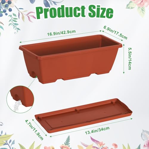 ETELI Railing Planter Box 6 Pack Balcony Planters Railing Hanging with Metal Brackets Window Boxes Deck Rail Planter for Outdoor Indoor Porch Garden Patio, Red & Black - color: Red & Black