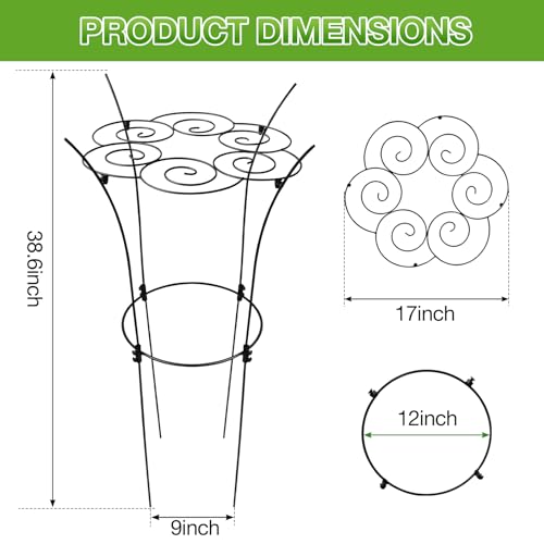 Peony Ring Metal Plant Support Cage 39in Rustproof for Roses