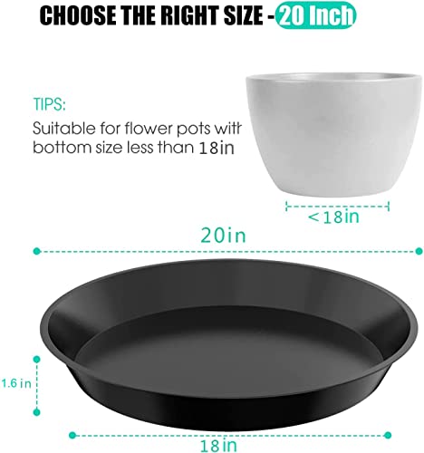 6 Pack Plant Saucer 12 14 16 18 20 22 Inch Plastic Plant Tray, Sturdy and Durable Flower Pot Container Accessories Plant Pot Saucers for Indoor and Outdoor (20 Inch, Black) - size: 20 Inch
