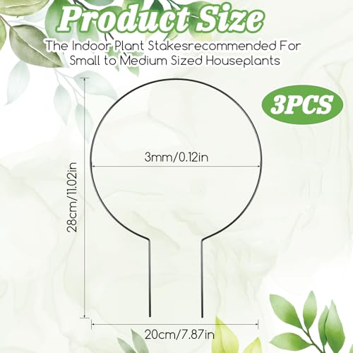 3 Pack Small Round Metal Plant Trellis, 11 Inch Black Iron Trellis