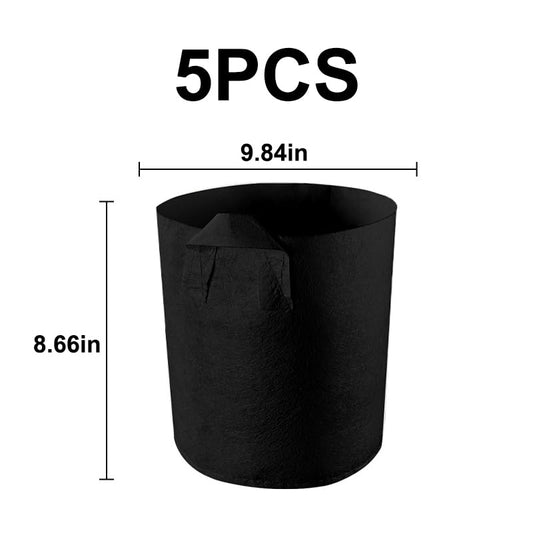 5 Pack 3 Gallon Grow Bags, Heavy Duty Nonwoven Fabric Pots with Handles, Plant Grow Bags for Vegetables, Flowers, and Fruits, Aeration Planters for Outdoor and Indoor Gardening