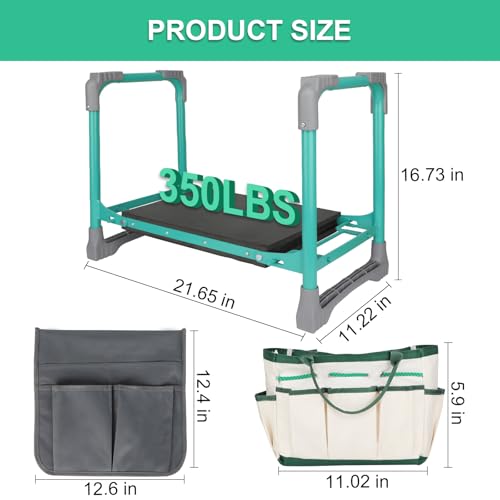 Garden Kneeler and Seat 2-in-1 Foldable Bench, with Storage Bags & Non-Slip Foam Pad