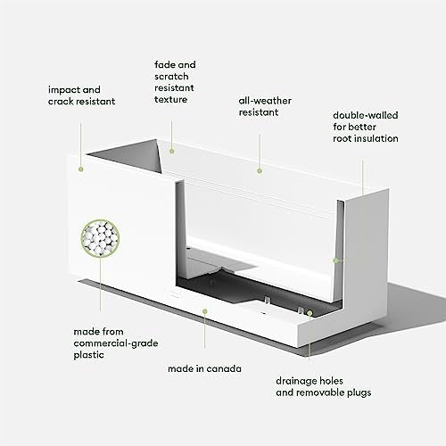 Veradek Block Series Long Box Planter - Rectangular Outdoor Planter - color: White, size: Large - 2 Pack