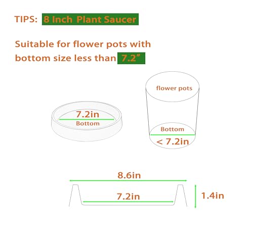 Plant Saucer Tray for Ceramic Plastic Pots, 8 inch Plant Saucers for Indoors, Pot Saucers Trays, Bird Bath Bowls, Flower Planter Water Drip Trays for Pots Base (8", Gray) - color: Gray, size: 8" (1 Pack)