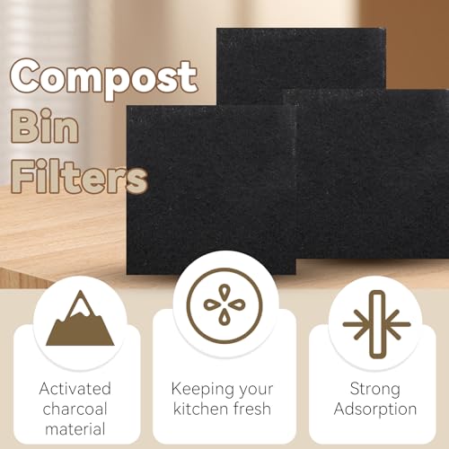 Biaungdo 12 Pack 5 Inch Square Charcoal Filter, Black Compost Bin Filters