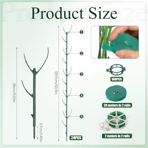 24 Pcs Plant Support Stakes, Stackable Monstera Plant Support