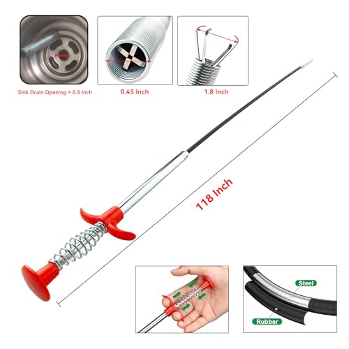 118-Inch Flexible Grabber Claw Tool Reacher with 4 Claws for Sink, Drains - style: 118 IN