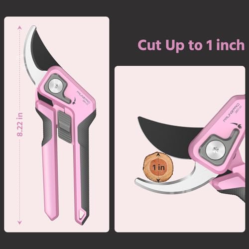 PrunePro 8.2" Pruning Shears for Women Lightweight Ultra Sharp Scissors - color: Pink