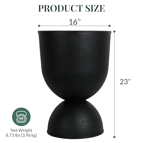 KOL 23 Inch Tall Planters, Black Plastic Urn Planters, 1 Pack - color: Black, size: Single: 23"