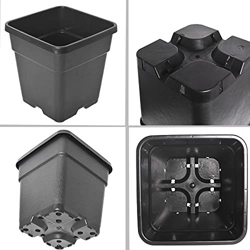 Plant Pots Flower Pot 10-Pack 10 Gallon Planter Nursery Pot Garden Seedling Planters Containers Plastic Injection Molded Pots with Drainage Holes for Outdoor Indoor Plants Vegetables, Black - color: Black, size: 10 Gallon - Square