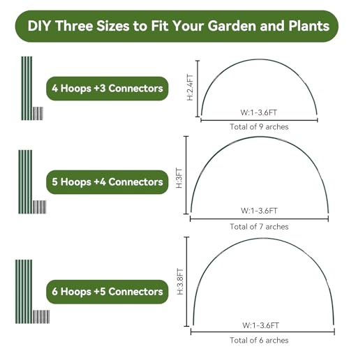 Garden Netting Kit for Raised Beds, 10x50FT Ultra Fine Mesh Netting &6 Sets Fiberglass Garden Hoops, Insect Netting for Garden Plant Row Cover Vegetable Flowers Protection Barrier