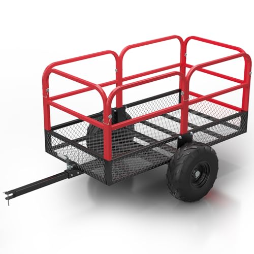 Garvee Heavy Duty Dump Trailer Cart for Lawn Tractor & ATV, 1700 Lbs Capacity 17 Cubic Feet with Removable Sides, Pull Behind Utility Garden Trailer for Yard Work - size: Style B