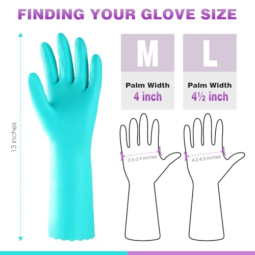 Elgood Reusable Dishwashing Cleaning Gloves with Latex free, Cotton lining,Kitchen Gloves 2 Pairs,Purple+blue Medium (Pack of 2) - color: Purple+blue, size: Medium (Pack of 4)