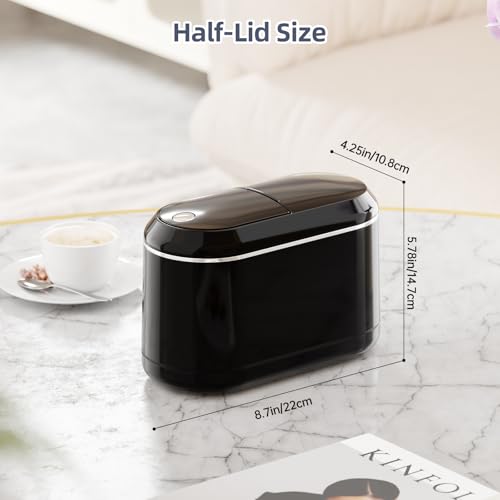 PAVSTINE Mini Trash Can for Desk with 5 Rolls Trash Bags, Black Half-Lid - color: Black Half-Lid
