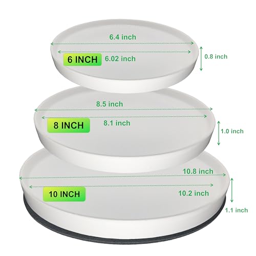 Yukfona Ceramic Plant Saucer Pot Tray 6、8、10 Inch White, Planter Saucers for Indoors Outdoor, Durable Sturdy Flower Drainage drip Water Tray for Glazed Pots Base - color: White, size: 6+8+10in 3pack