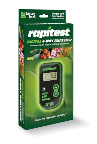Luster Leaf Rapitest 4-Way Digital Soil Analyzer for pH, Moisture, Temperature, and Light – Designed and Engineered in the USA