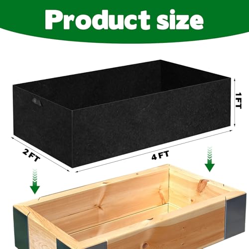 CIEOVO Raised Garden Bed Liner Thick Fabric Raised Garden Bed Breathable Drainage Rectangle Grow Bags with Handles Fabric Garden Bed for Outdoor Raised Garden Beds Holds Soil, 4 x 2 x 1ft - color: B-black