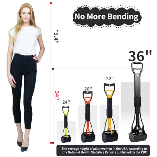 ienjoyed 36“ Large Dog Pooper Scooper for Large Dogs Heavy Duty, Non-Breakable Dog Poop Scooper with Wide Handle for Grass, Gravel, Durable Dog Poop Pick Up Tool, Long Handled Poop Grabber (Black) - color: 36-inch(Black)