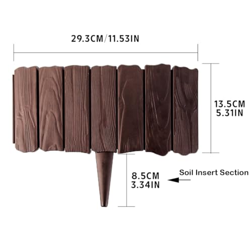 11.42 inch x 8pcs Garden Edging Border Brown Light Easy Install - color: 8pc-Brown