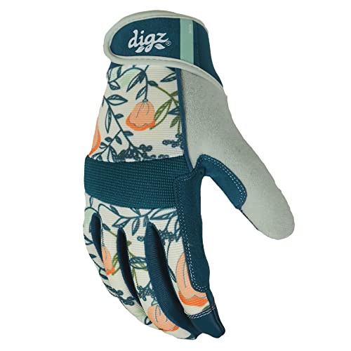 DIGZ Gardening Gloves, Garden Gloves for Women - color: Coral Floral, size: Medium (Pack of 1)