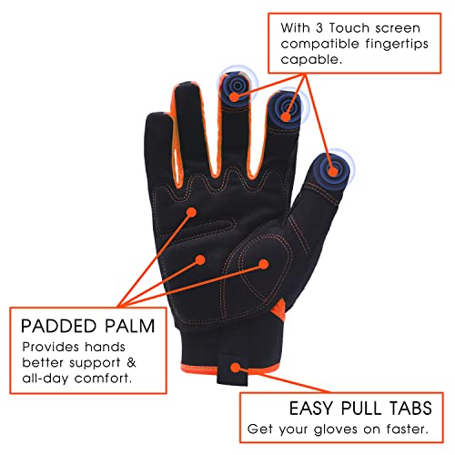 AIGEVTURE Work Gloves Men Work Gloves for Men Women Touch Screen,Thin Mechanic Working Gloves Lightweight - color: Orange, size: Medium (Pack of 1)