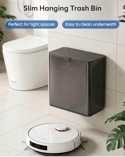 Kitchen Compost Bin, 8L/2.1G Small Trash Can with Lid, Slim Stainless Steel Hanging Garbage Bin for Kitchen, Bathroom, Bedroom, Office, Wall Mounted Compost Bin with Inner Bucket, Grey - size: 8L-Titanium Grey