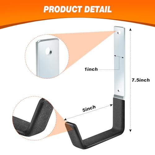 TVKB Ladder Hangers for Garage Wall Garage Hooks Heavy Duty Wall Hooks Set of 4 Tool Organizers and Storage Wall Mount Garage Storage Utility Rack Tool Holder for Garage Garden Shed Shop Bike Hose - size: 4PACK