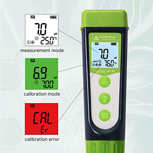 Apera Instruments AI104G GroStar Series GS4 pH/EC/500ppm/700ppm Combo 5-in-1 Pen Tester Kit with Replaceable Double-Junction pH/EC Probe for Hydroponics Water Quality Testing, Gen II - style: pH/EC/ppm