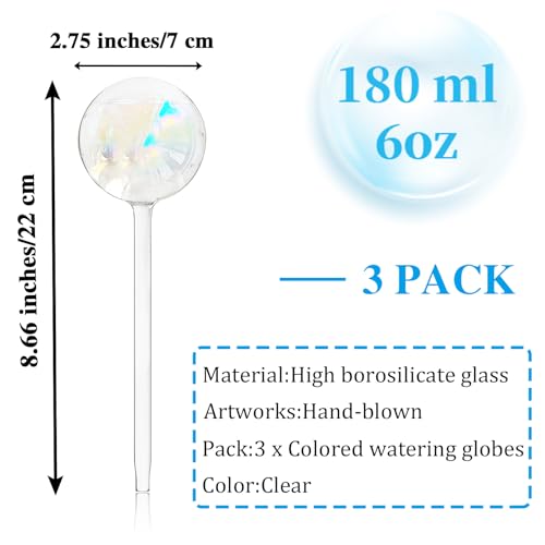 Pynqdfu 3 Pcs Plant Watering Globes,Self Watering Planter Insert Plant Accessories,Colorful Glass Plant Watering Devices for Indoor Plants - size: 3PCS 22CM